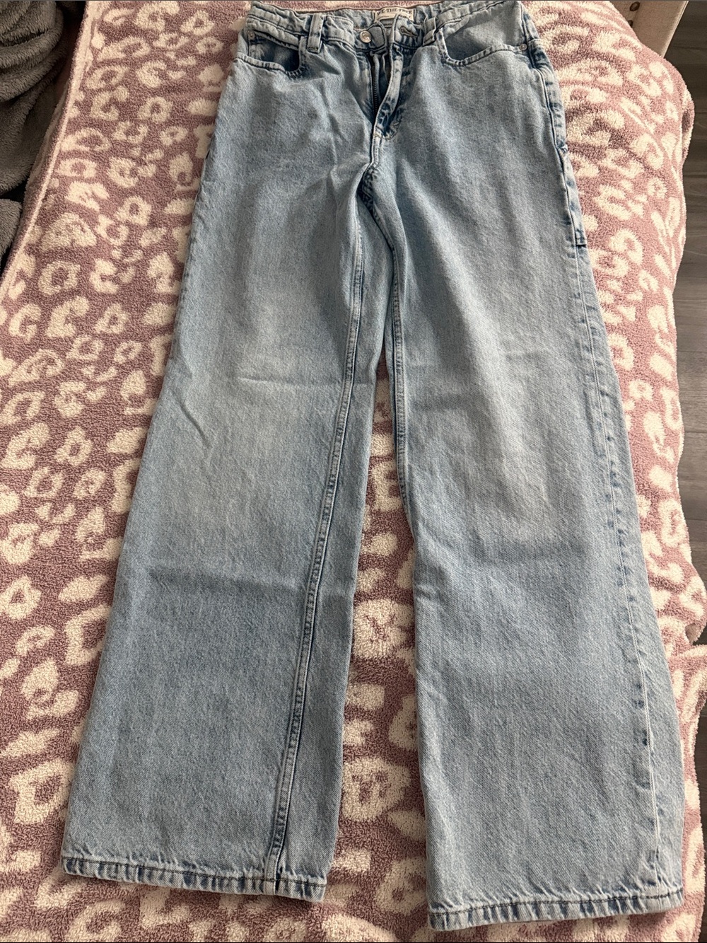 Free People Light Blue Flared Wide-Leg Jeans
